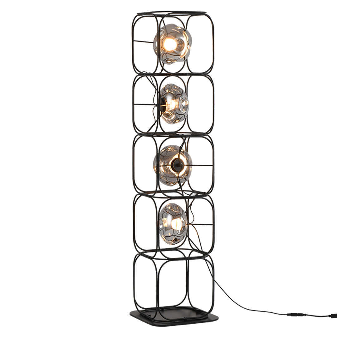 Nordic Stackable Cube LED Table Lamp Black Iron Smoked Glass Full Spectrum Eye Care CRI 97 2 3 or 4 Heads