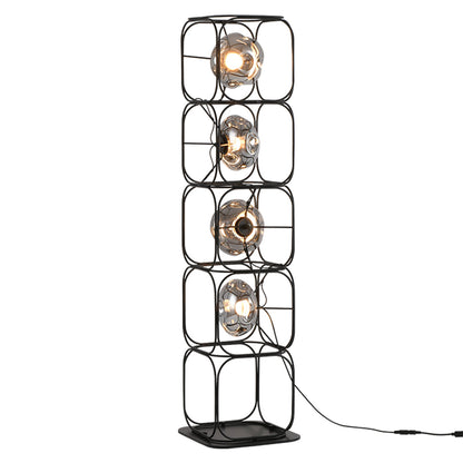 Nordic Stackable Cube LED Table Lamp Black Iron Smoked Glass Full Spectrum Eye Care CRI 97 2 3 or 4 Heads