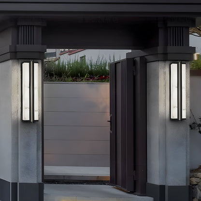 Modern LED Outdoor Wall Sconce Stainless Steel Resin Marble 30W 3CCT IP54 Black Gold 27 Inch
