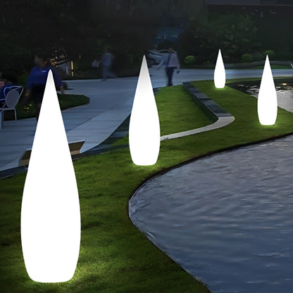Modern Teardrop LED Outdoor Floor Lamp IP65 Solar/Hardwired/Battery White PE