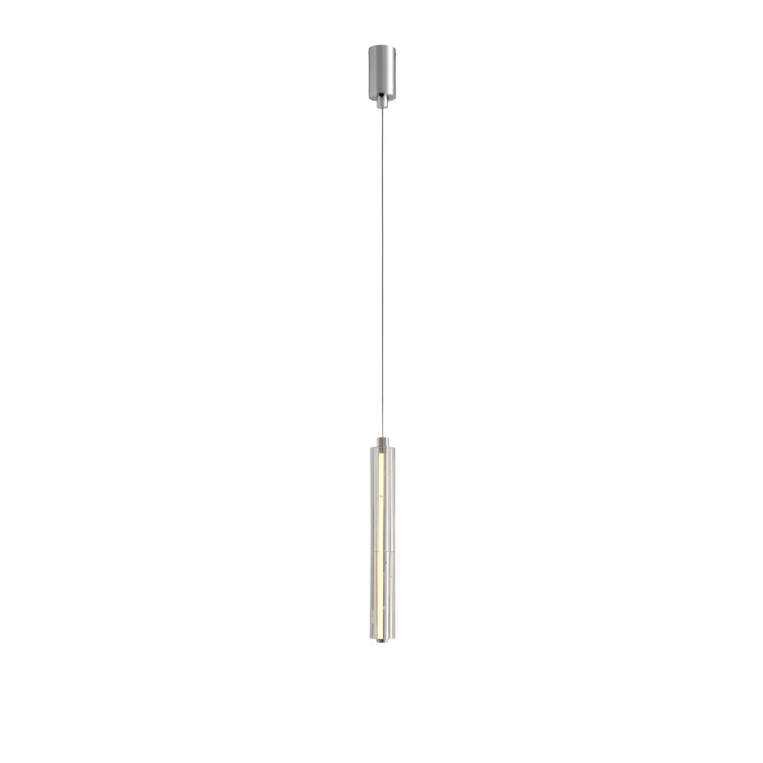 Crystal Ice Column Mini Pendant Chrome Linear LED Warm White 2 Sizes