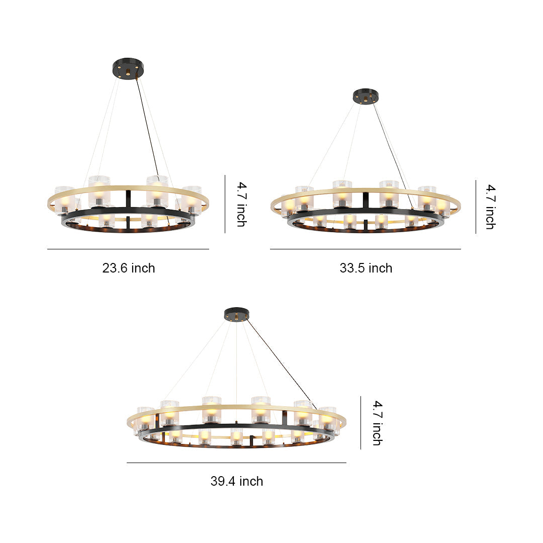 Luxury Copper Chandelier with Transparent Glass Shades