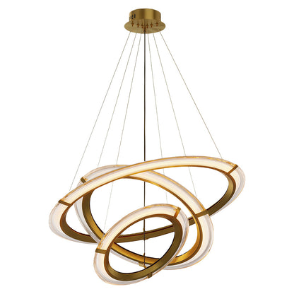 Interlocking Ring LED Chandelier in Brushed Brass, Polished Nickel or Matte Black