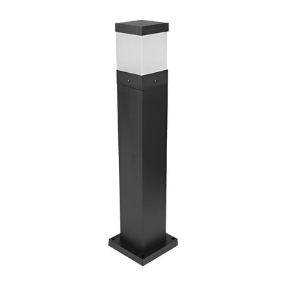 Modern Square LED Bollard Light 7W COB Waterproof Outdoor Pathway Lighting Black Aluminum IP65