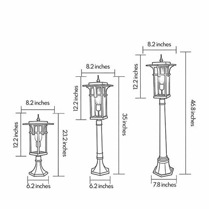 Modern Minimalist Outdoor Path Light Hardwired Black Aluminum Glass 3 Sizes