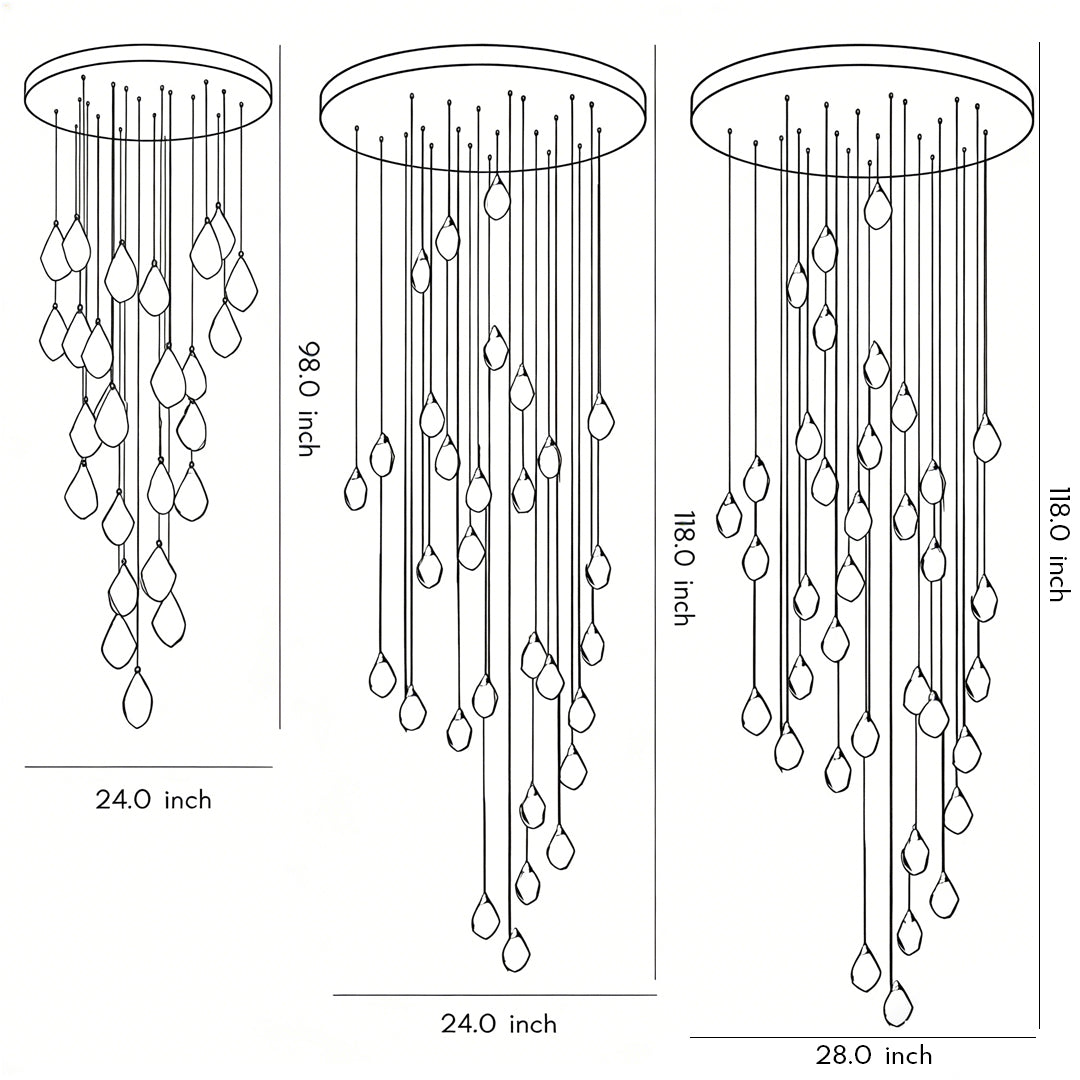 Crystal Spiral Helix Staircase Chandelier Copper Electroplated E14 3000K 9 Configurations Indoor