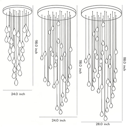 Crystal Spiral Helix Staircase Chandelier Copper Electroplated E14 3000K 9 Configurations Indoor