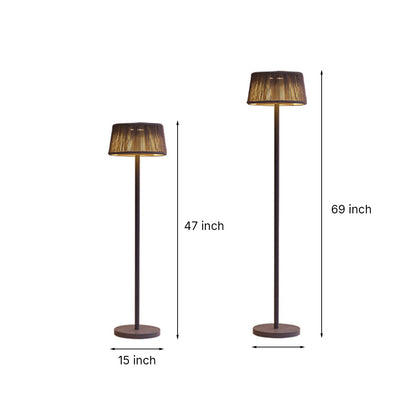 Mid-Century Modern Woven Linen Outdoor Floor Lamp IP65 Solar/Hardwired OSRAM 3000K