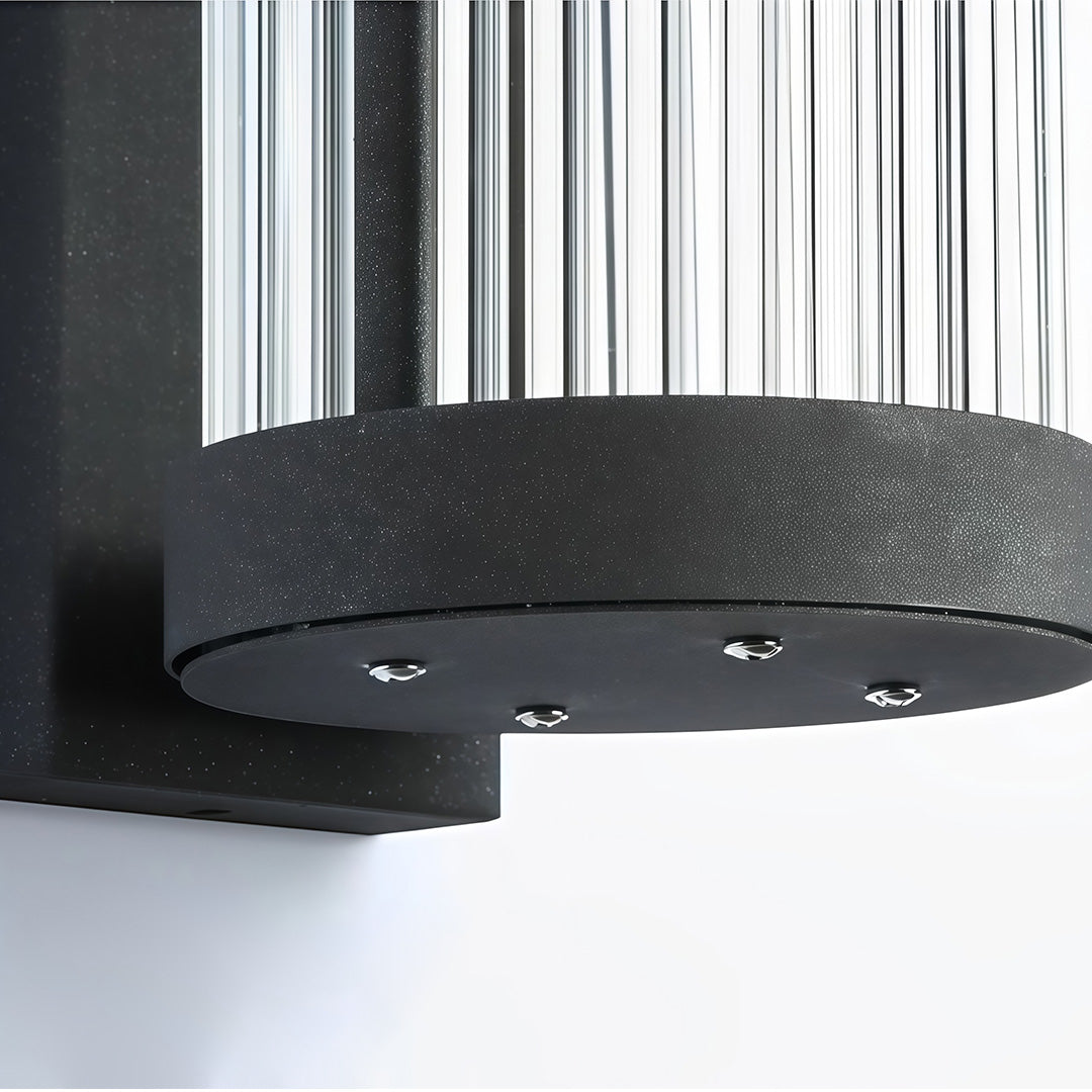 Modern Black Outdoor Wall Sconce Solar or Hardwired Stainless Steel Glass LED 3000K