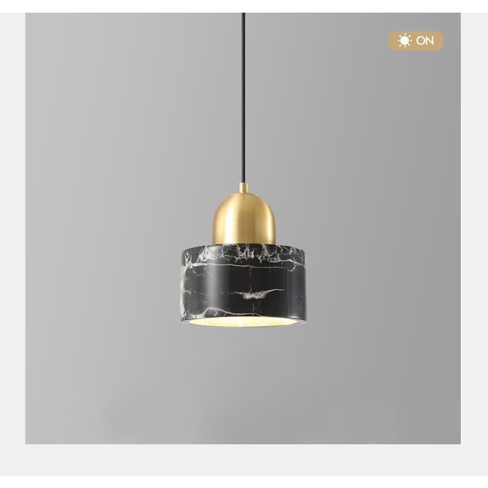 Marble Drum Mini Pendant Ivory White Black Green E26 4 Colors