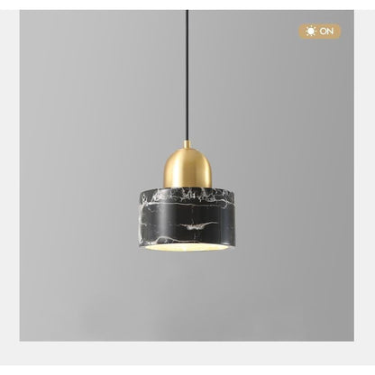 Marble Drum Mini Pendant Ivory White Black Green E26 4 Colors