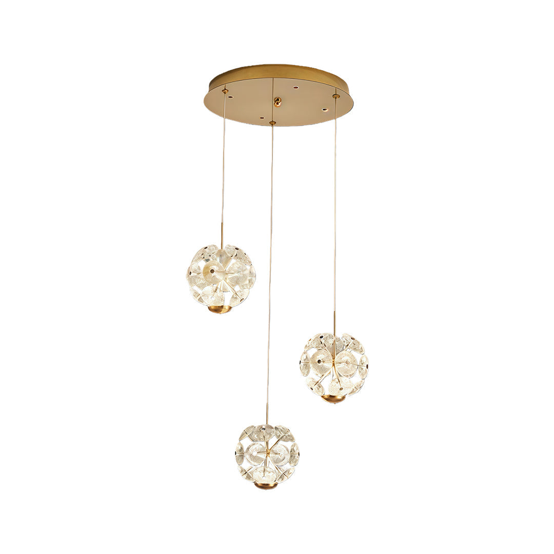 Staircase Chandelier Gold Crystal Ball Spiral LED 1-30 Head 3000K Warm White