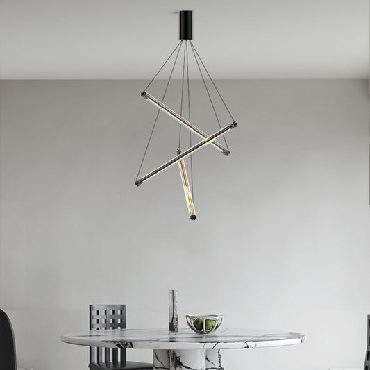 LED Linear Chandelier – Nordic Minimalist Integrated Lighting (3/5/7 Heads)