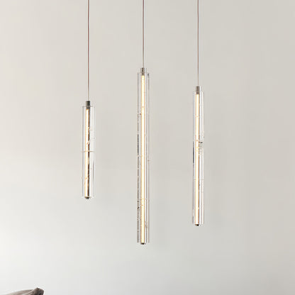 Crystal Ice Column Mini Pendant Chrome Linear LED Warm White 2 Sizes