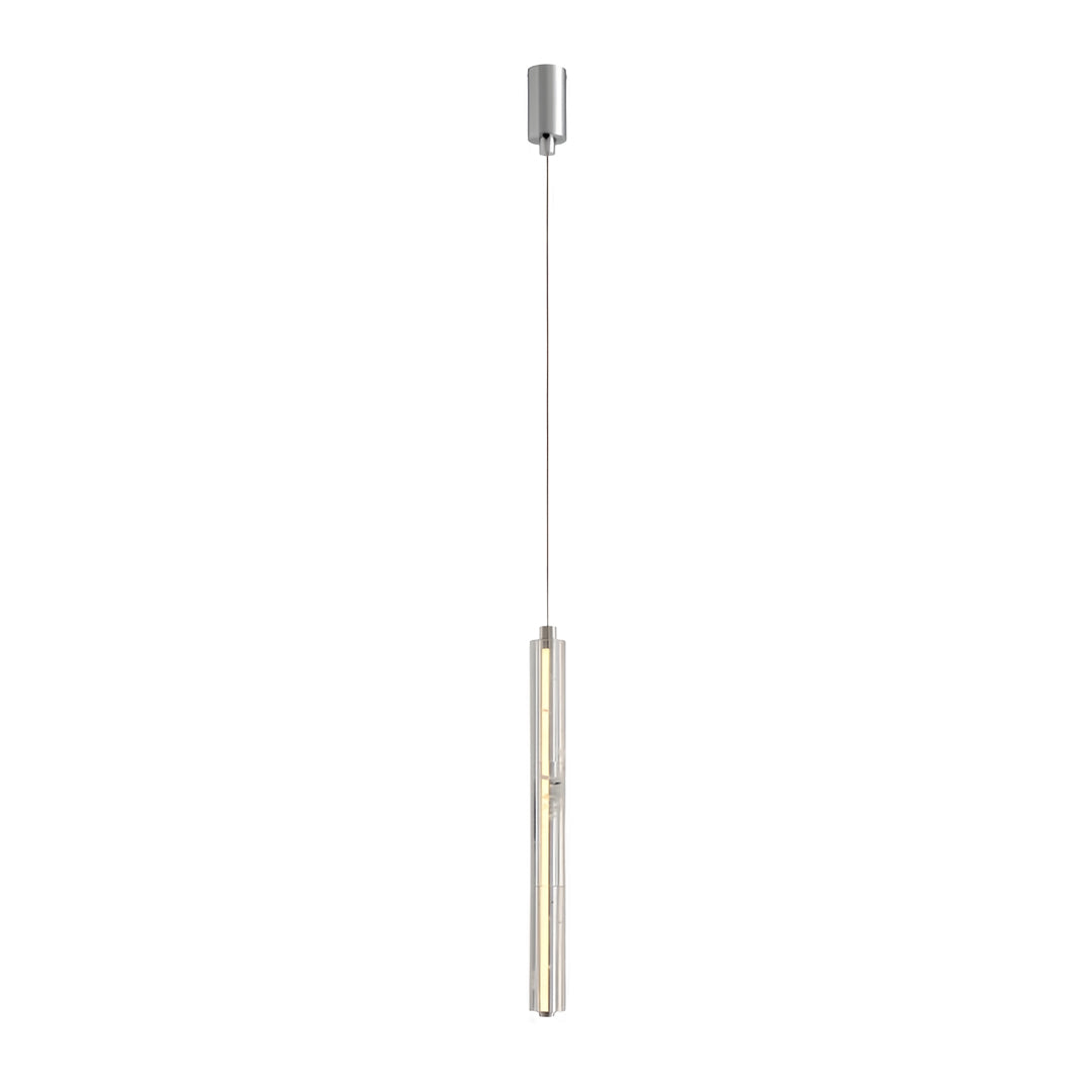 Crystal Ice Column Mini Pendant Chrome Linear LED Warm White 2 Sizes