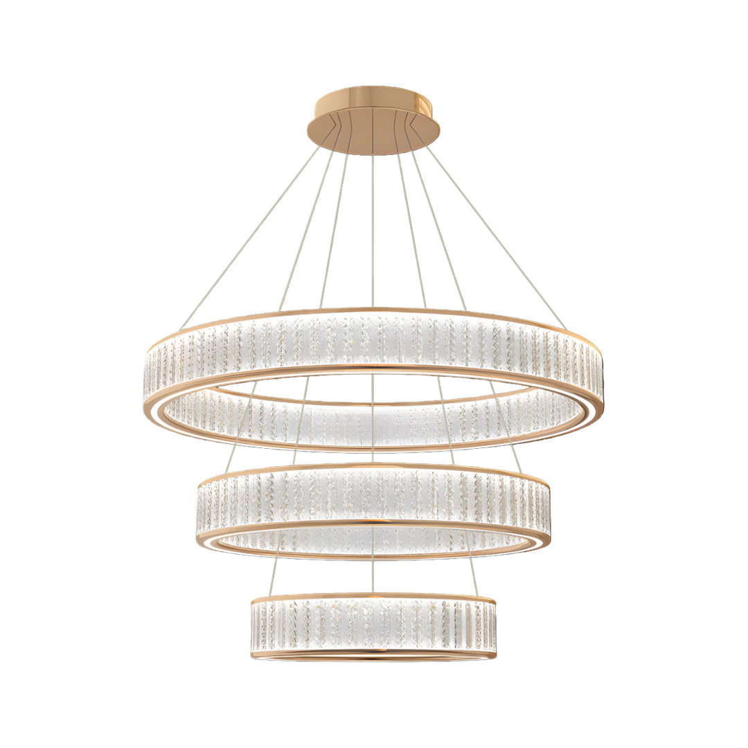 Tiered Crystal Ring Chandelier Gold Aluminium LED 3-Step CCT Bedroom Living Room Hotel