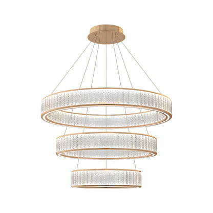 Tiered Crystal Ring Chandelier Gold Aluminium LED 3-Step CCT Bedroom Living Room Hotel