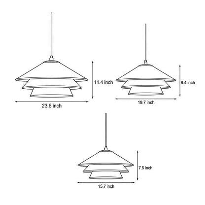 Three-Tier Parchment Paper Twine Pendant Light Gold Metal LED 3000K Warm White 3 Sizes Indoor