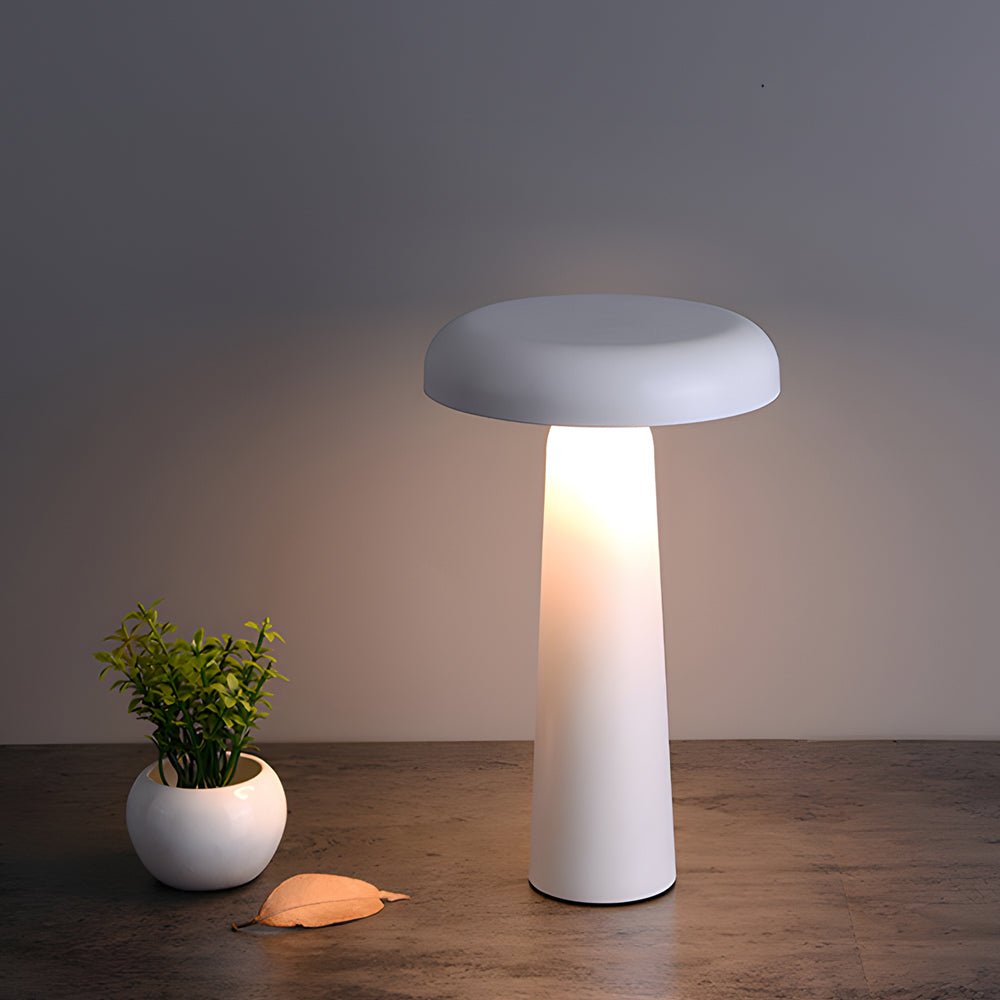 Mushroom Tiltable Touch Dimming Table Lamp Rechargeable White Black Yellow