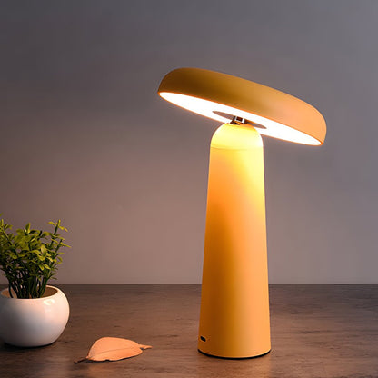 Mushroom Tiltable Touch Dimming Table Lamp Rechargeable White Black Yellow