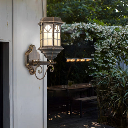 Classic Retro Porch Outdoor Wall Lantern Die-Cast Aluminum Glass E27 3 Beam Directions Solar Hardwired Black Bronze