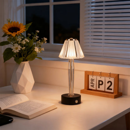 Cordless Rechargeable Touch Dimming Bedside Table Lamp, Iron Body, Black or White