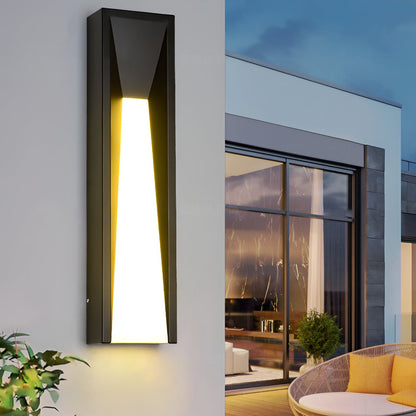Modern Geometric Tapered Stainless Steel Acrylic Outdoor Wall Sconce Black IP54 3200K 3 Sizes Balcony Villa