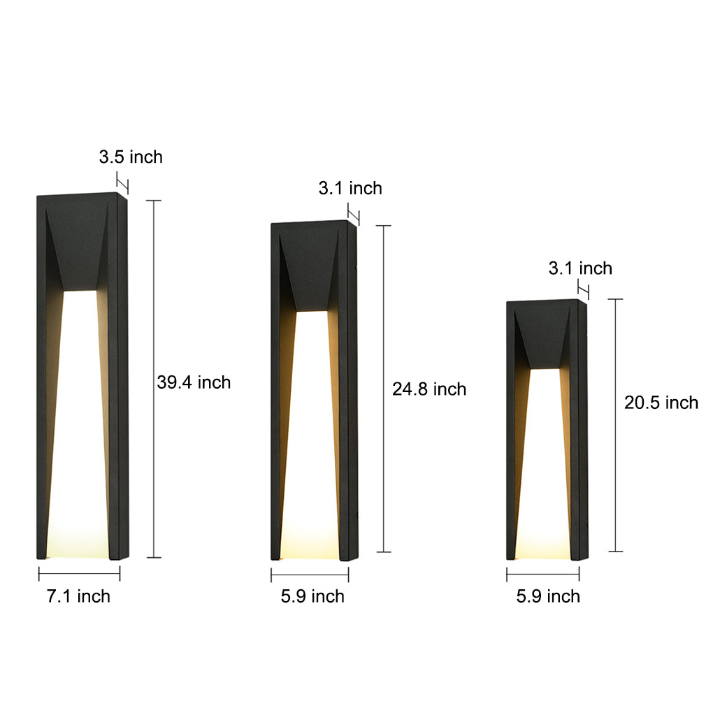 Modern Geometric Tapered Stainless Steel Acrylic Outdoor Wall Sconce Black IP54 3200K 3 Sizes Balcony Villa