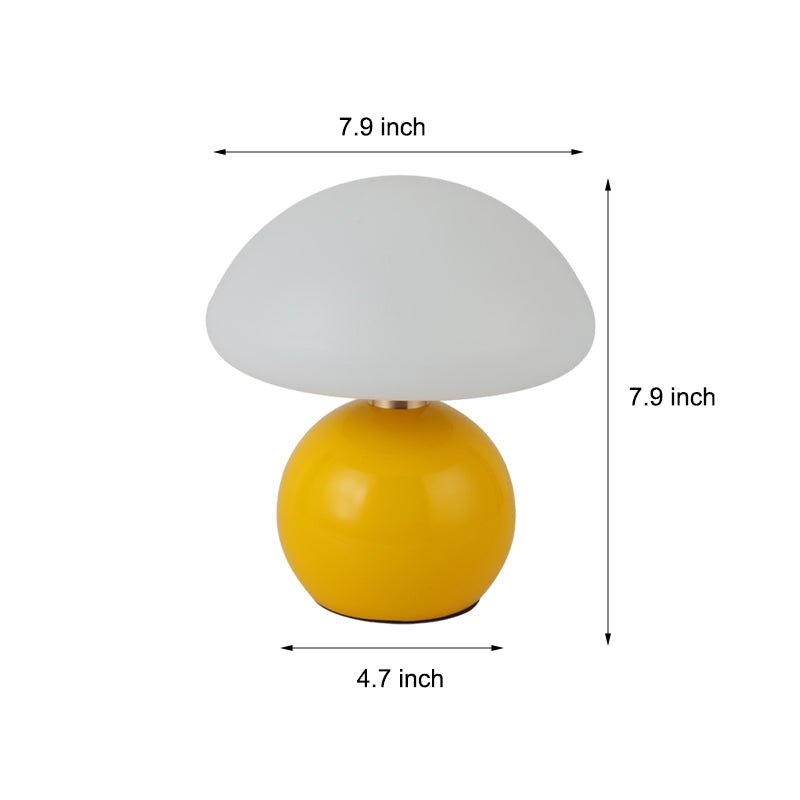 Mushroom Kids Table Lamp Acrylic Shade Metal Ball Base Touch Control USB Rechargeable Tri-Color LED 5 Colors 7.8 Inch