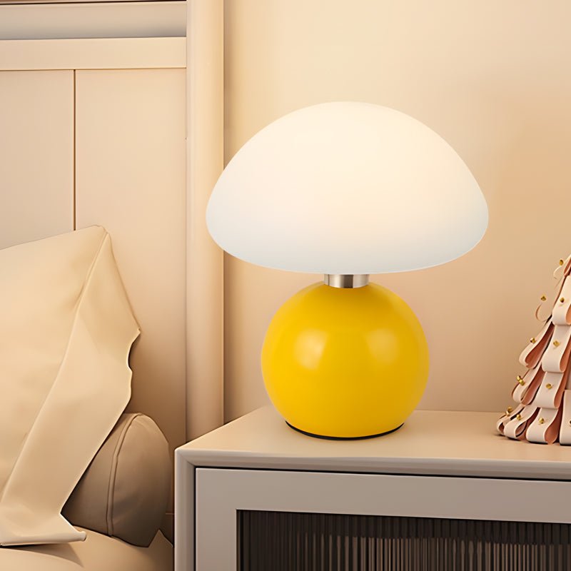 Mushroom Kids Table Lamp Acrylic Shade Metal Ball Base Touch Control USB Rechargeable Tri-Color LED 5 Colors 7.8 Inch