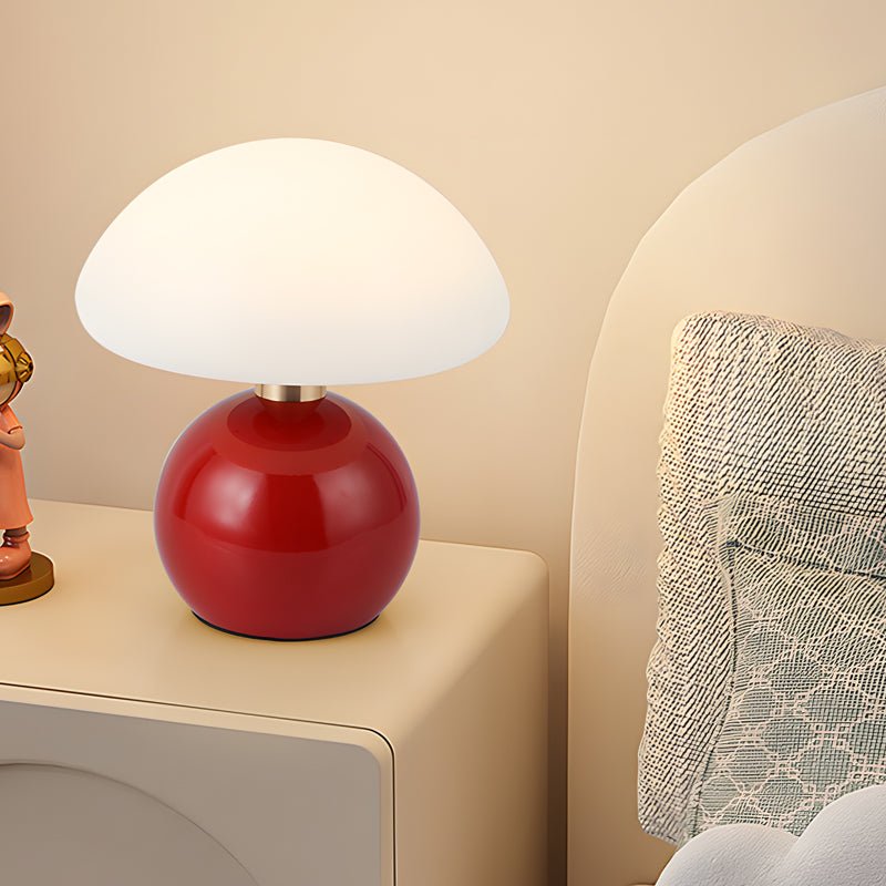 Mushroom Kids Table Lamp Acrylic Shade Metal Ball Base Touch Control USB Rechargeable Tri-Color LED 5 Colors 7.8 Inch