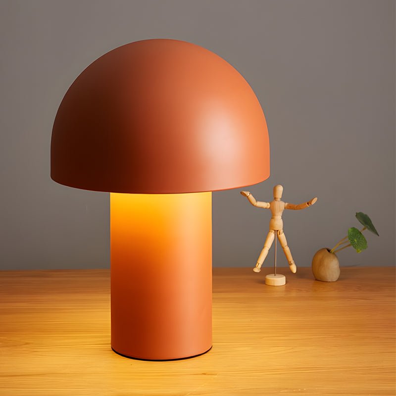 Frosted Dome Mushroom Table Lamp Electroplated Metal Nordic Plug-In 2 Sizes White Orange or Green