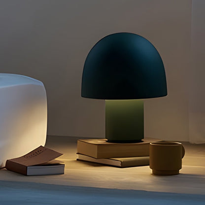 Frosted Dome Mushroom Table Lamp Electroplated Metal Nordic Plug-In 2 Sizes White Orange or Green
