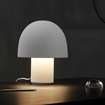 Frosted Dome Mushroom Table Lamp Electroplated Metal Nordic Plug-In 2 Sizes White Orange or Green
