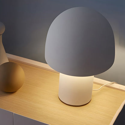 Frosted Dome Mushroom Table Lamp Electroplated Metal Nordic Plug-In 2 Sizes White Orange or Green