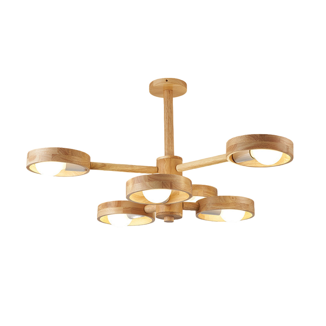 Rubberwood Branch Chandelier Scandinavian E27 3 5 6 8 Light