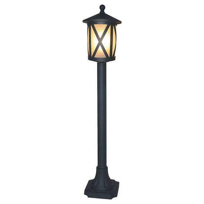 Solar LED Path Light Round Disc Top Bubble Pole Design Black Die-Cast Aluminum 3 Heights