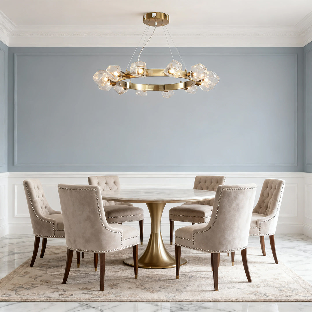 Modern Gold Round Chandelier Brass Ring Ceiling Light Dining Room Living Room
