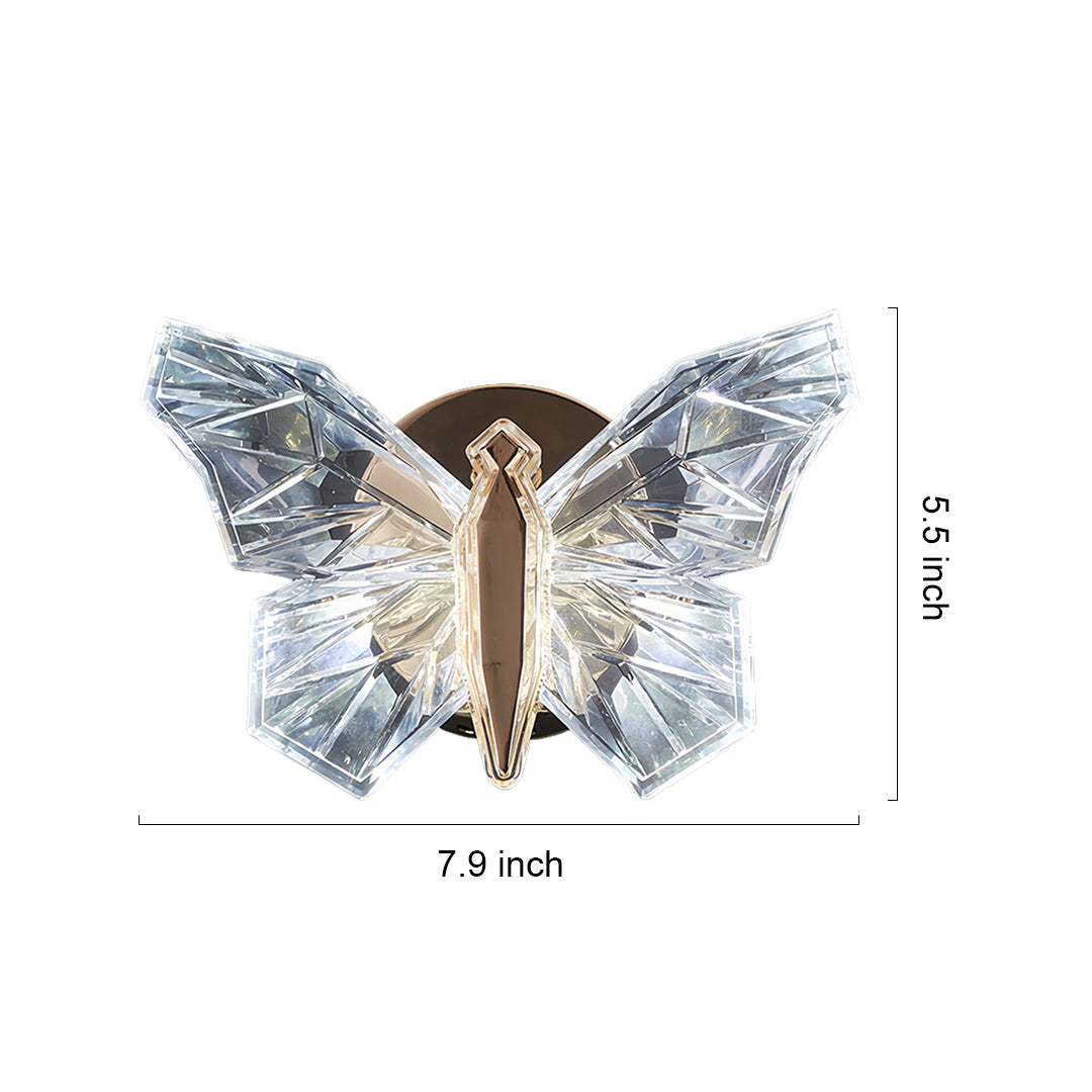 Butterfly LED Wall Sconce – Modern Decorative Crystal Accent Light