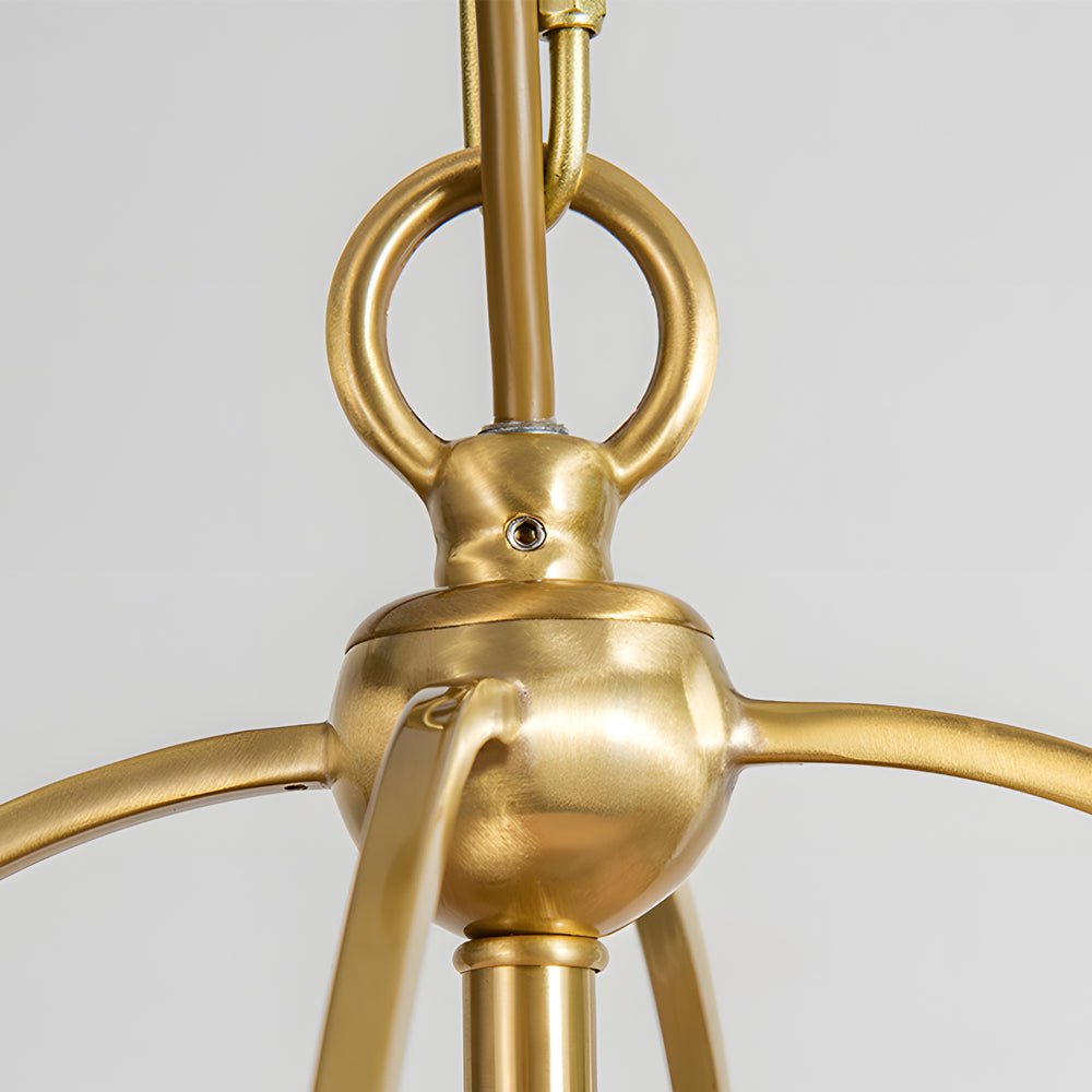 Four-Light Trapezoid Pendant Light with Gold Iron Frame and White Fabric Shade