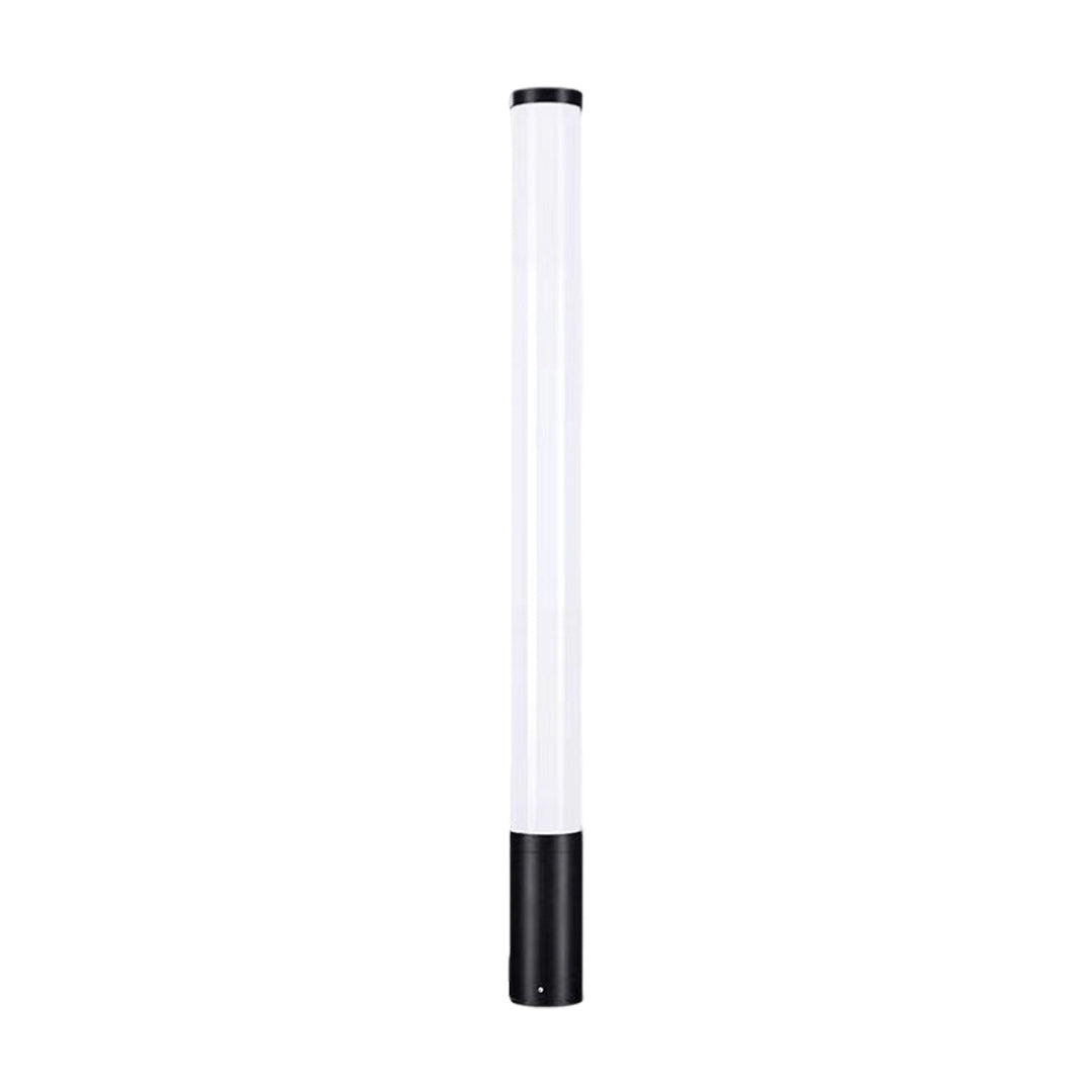 Modern Cylindrical LED Bollard Light 360° Waterproof Outdoor Lawn Pathway Lighting Black Aluminum Acrylic IP65