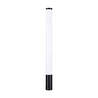 Modern Cylindrical LED Bollard Light 360° Waterproof Outdoor Lawn Pathway Lighting Black Aluminum Acrylic IP65