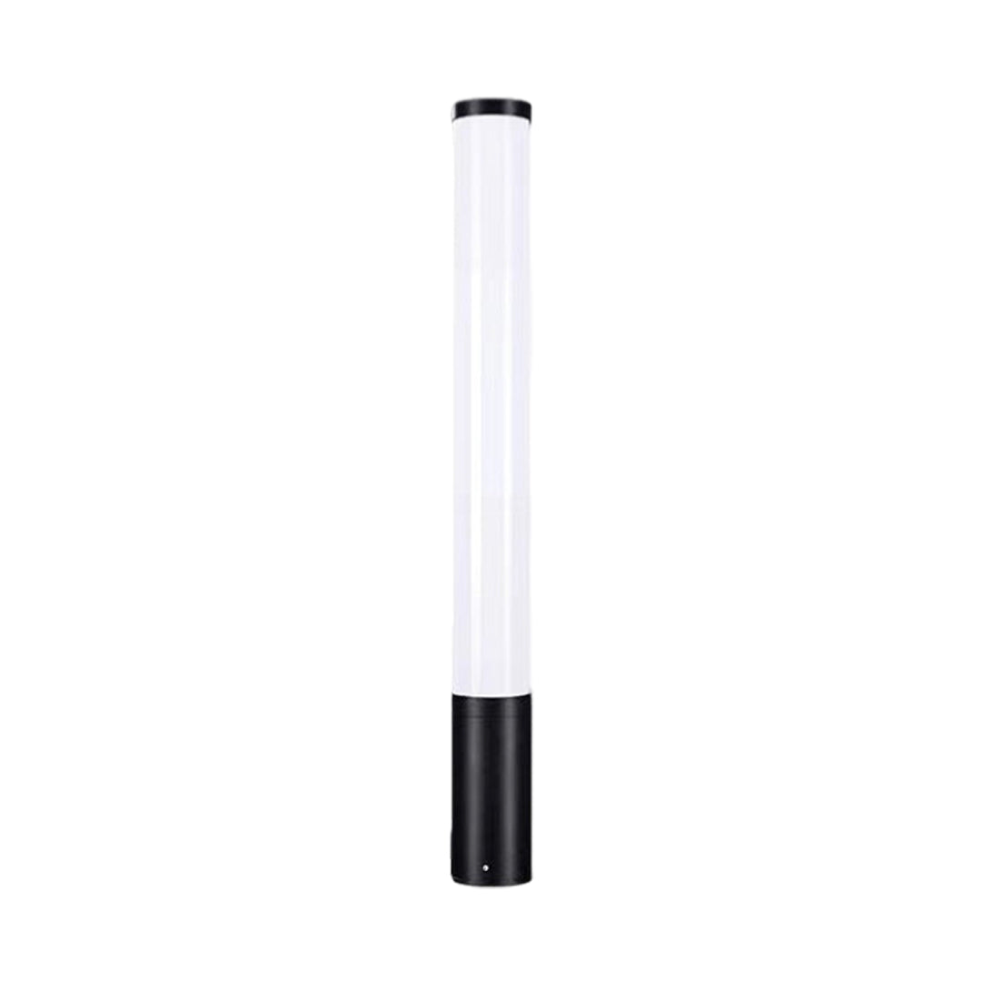 Modern Cylindrical LED Bollard Light 360° Waterproof Outdoor Lawn Pathway Lighting Black Aluminum Acrylic IP65
