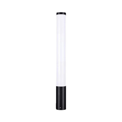 Modern Cylindrical LED Bollard Light 360° Waterproof Outdoor Lawn Pathway Lighting Black Aluminum Acrylic IP65