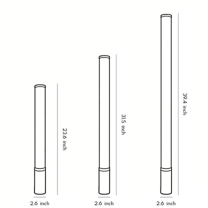 Modern Cylindrical LED Bollard Light 360° Waterproof Outdoor Lawn Pathway Lighting Black Aluminum Acrylic IP65