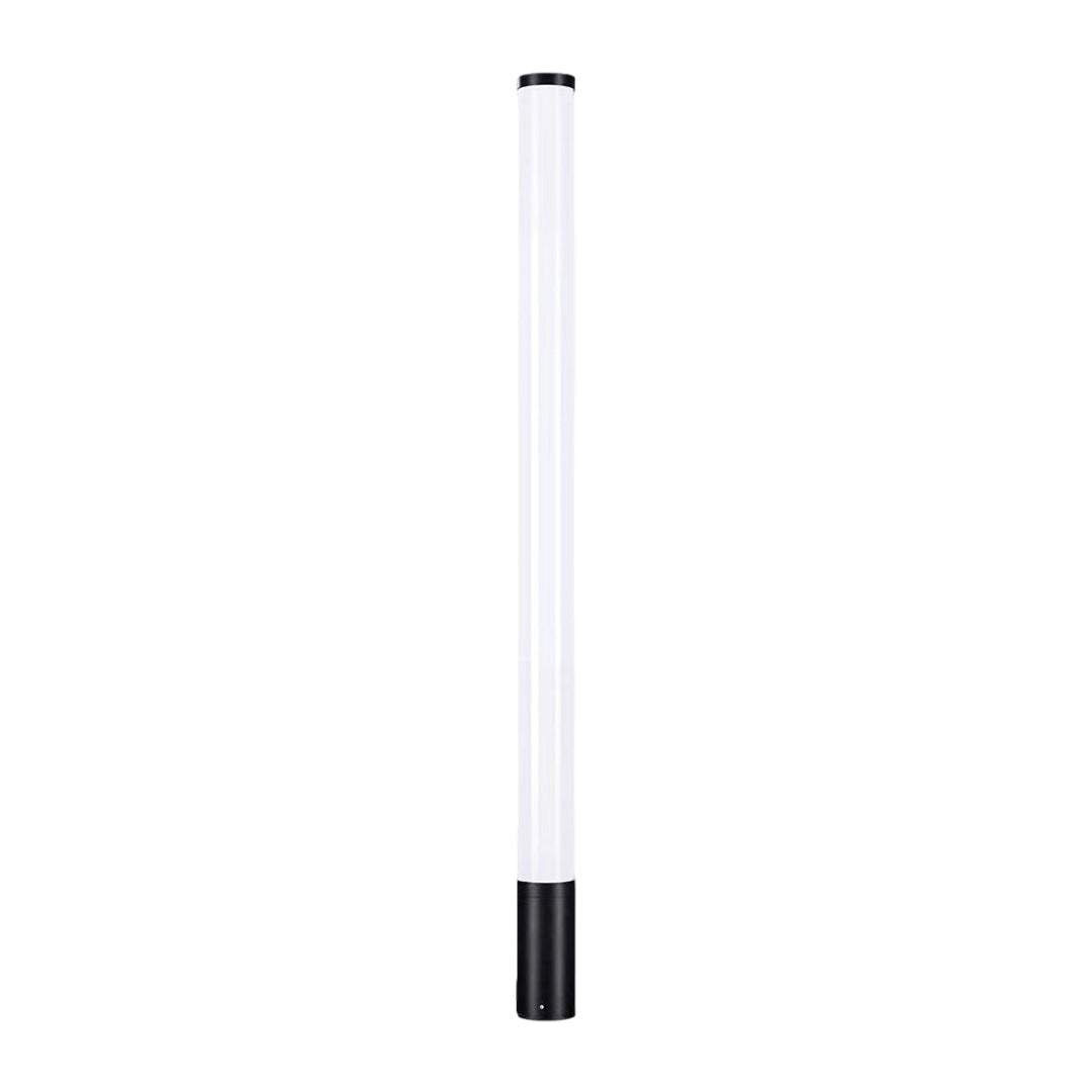 Modern Cylindrical LED Bollard Light 360° Waterproof Outdoor Lawn Pathway Lighting Black Aluminum Acrylic IP65