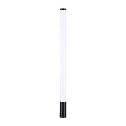 Modern Cylindrical LED Bollard Light 360° Waterproof Outdoor Lawn Pathway Lighting Black Aluminum Acrylic IP65