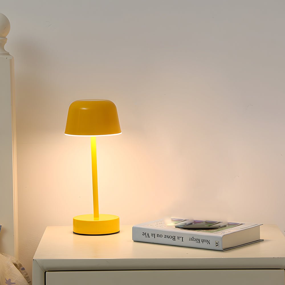 Rechargeable Hat Style Metal Table Lamp 3-Color Tunable Touch Control 9H Battery 4 Colors