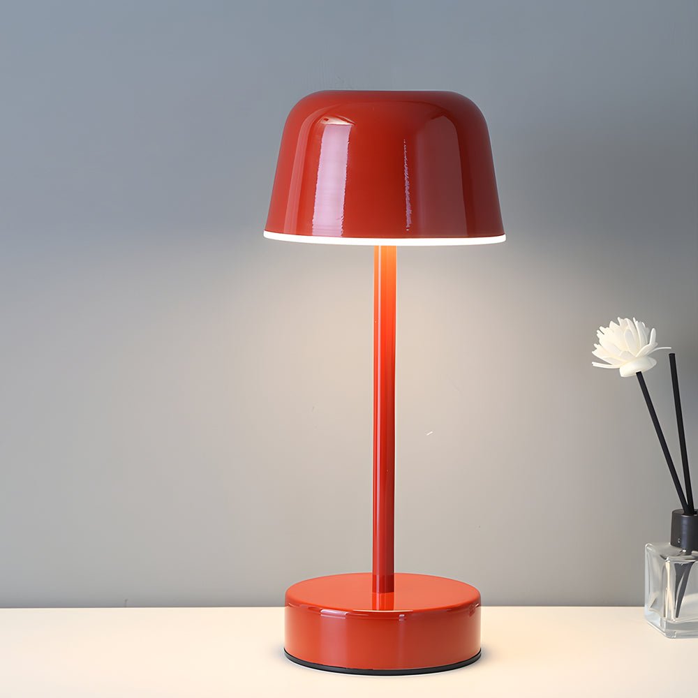 Rechargeable Hat Style Metal Table Lamp 3-Color Tunable Touch Control 9H Battery 4 Colors