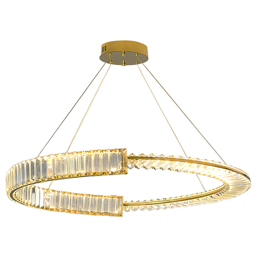Crystal Chandelier Iron Gold Round Ring Multi-Layer Italian Style LED Dimmable Remote Three Sizes